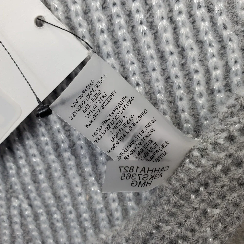 Calvin Klein Ribbed Scarf Unisex One Size Heather Gray Metallic Neck Warmer‎
